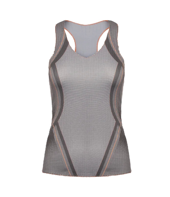 196050-025 | PLEATED V-NECK TANK | ASPHALT