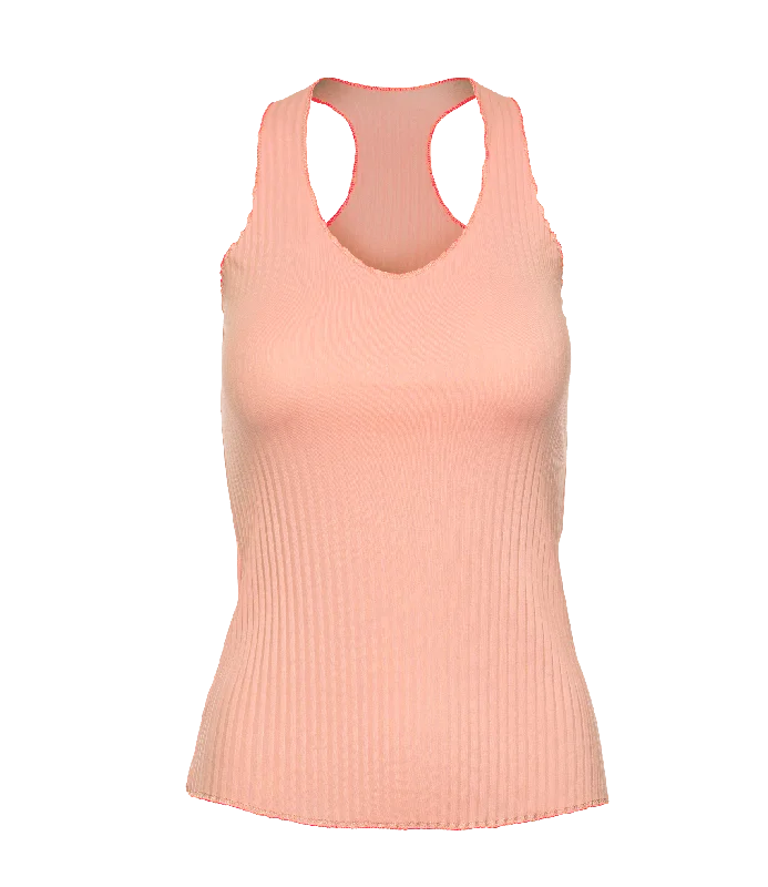 196053-815 | PLEATED V-NECK TANK | PEACH