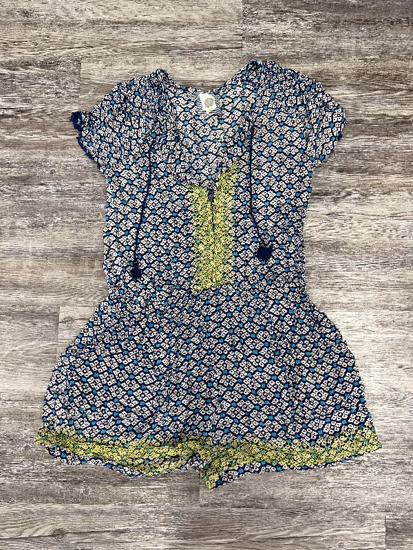 Romper By Anthropologie In Blue & White, Size: L