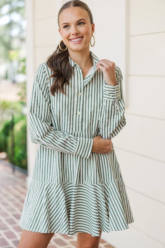 This Is The Day Hunter Green Striped Dress