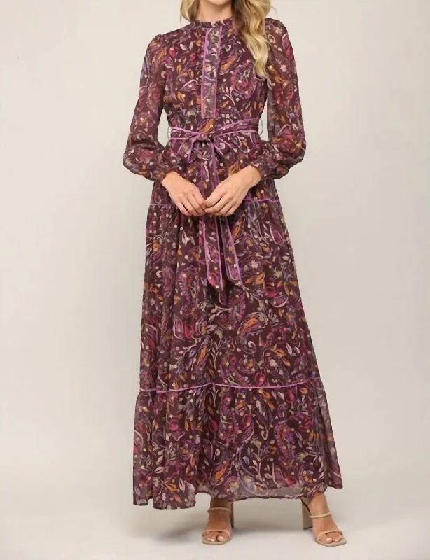 Chiffon Maxi Dress In Violet