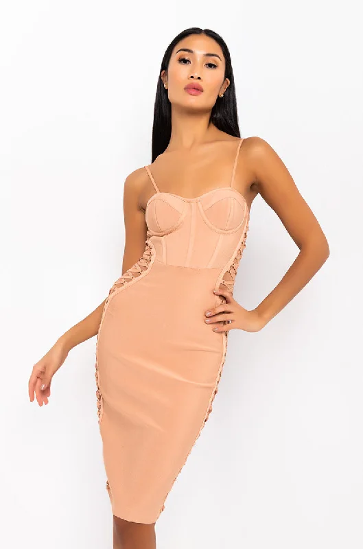 DATE NIGHT BANDAGE MIDI DRESS NUDE