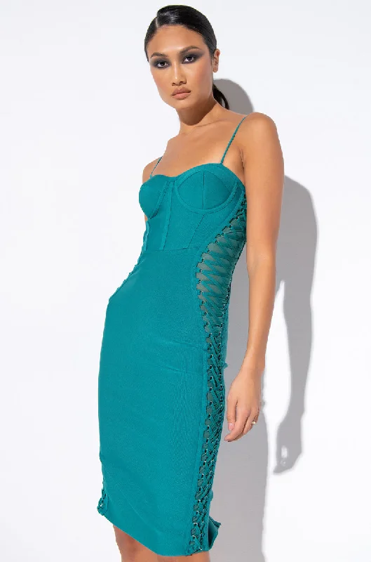 DATE NIGHT BANDAGE MIDI DRESS TURQUOISE