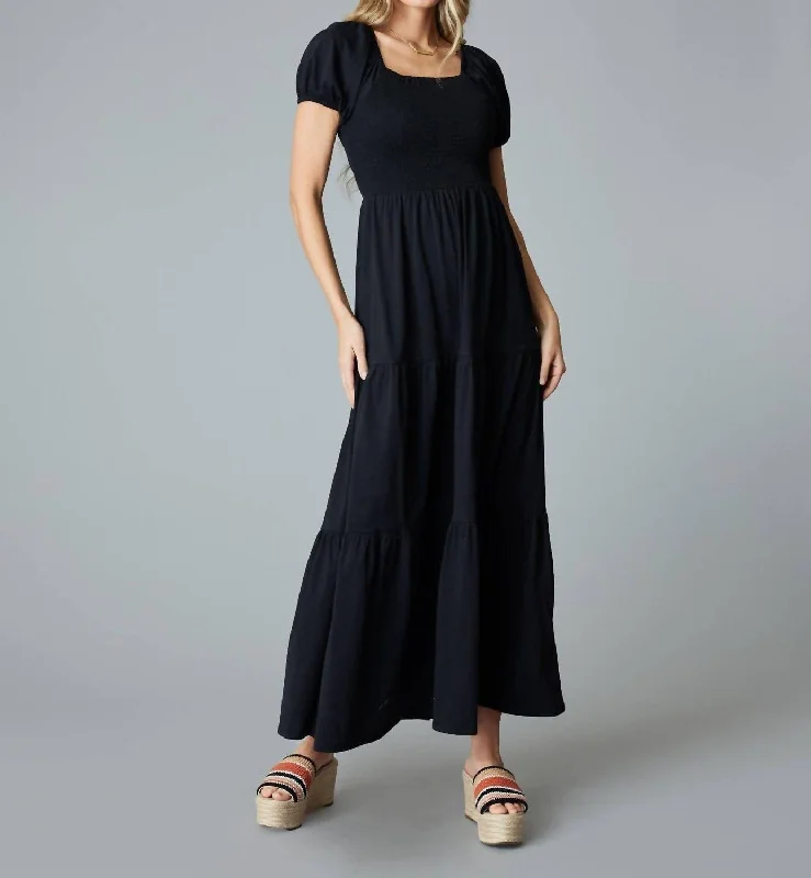 Jade Tiered Maxi Dress In Black