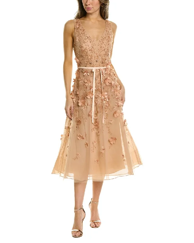 Marchesa Notte Beaded Midi Dress