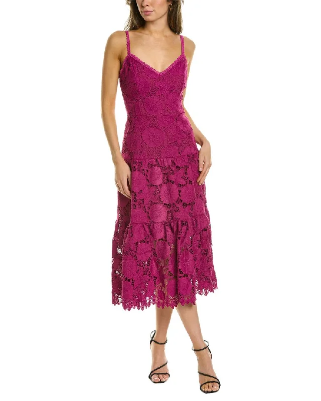 Marchesa Notte Lace Midi Dress