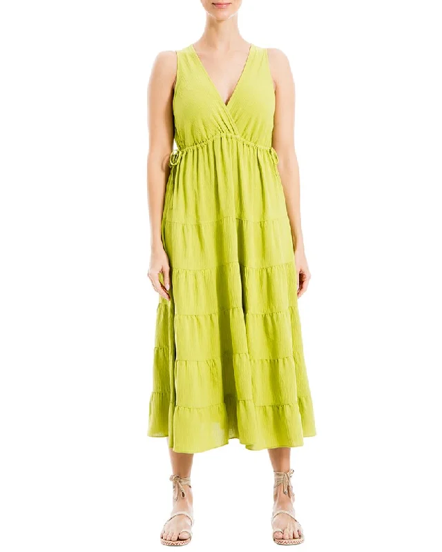 Max Studio V-Neck Tiered Maxi Dress