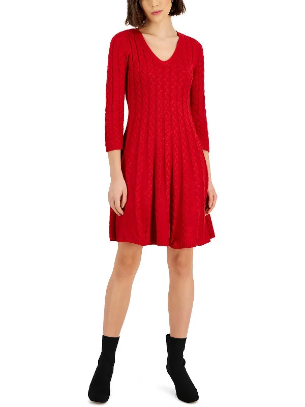 Womens Cable Knit Mini Sweaterdress