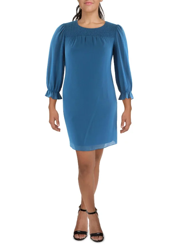 Womens Chiffon Mini Shift Dress