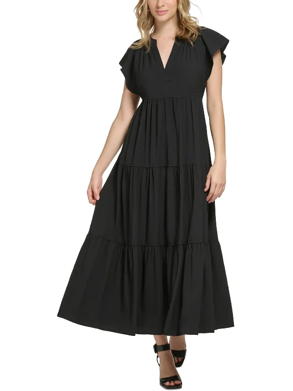 Womens Textured Tiered Maxi Dress