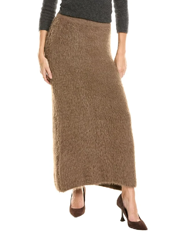 Seraphina Fuzzy Eyelash Cashmere-Blend Maxi Skirt