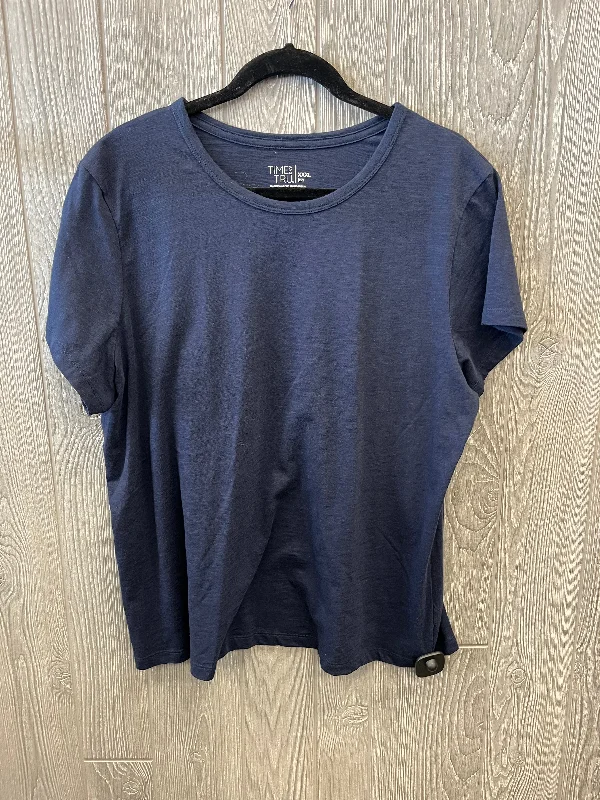 Top Short Sleeve Basic By Time And Tru In Navy, Size: 3x