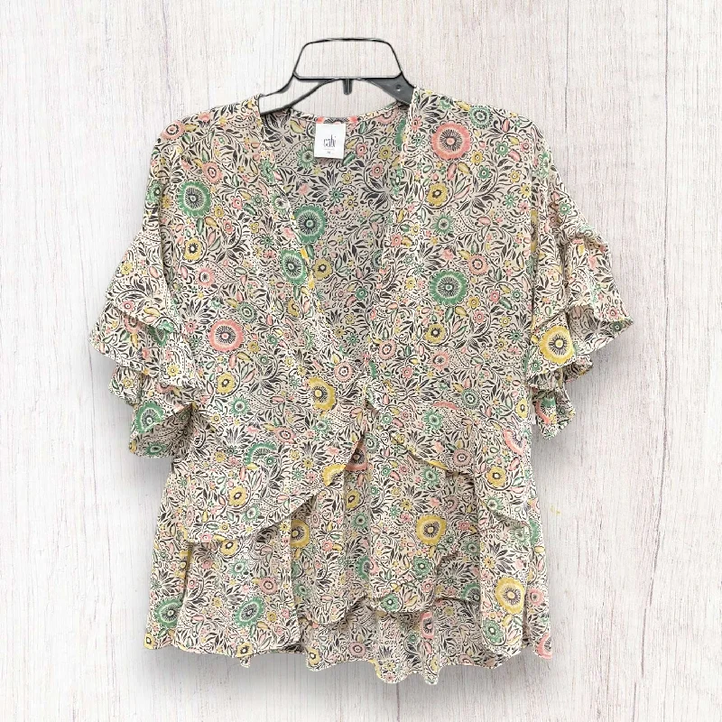 Top Short Sleeve By Cabi In Floral Print, Size: M