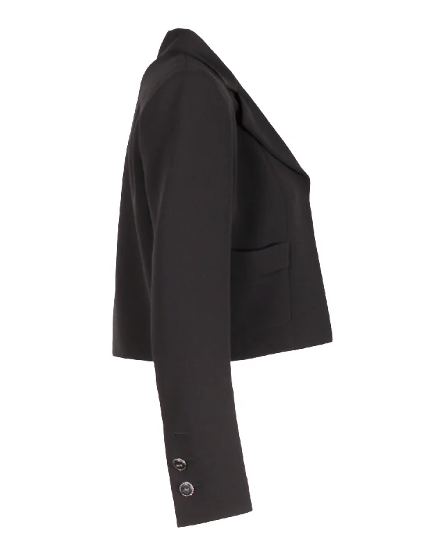 Chanel Cropped Open-Front Blazer in Black Silk