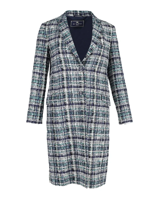 Etro Plaid Coat in Multicolor Cotton