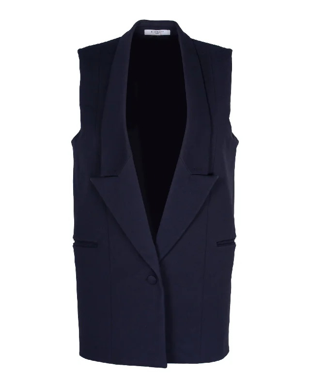 Givenchy Sleeveless Blazer Vest in Navy Blue Cotton