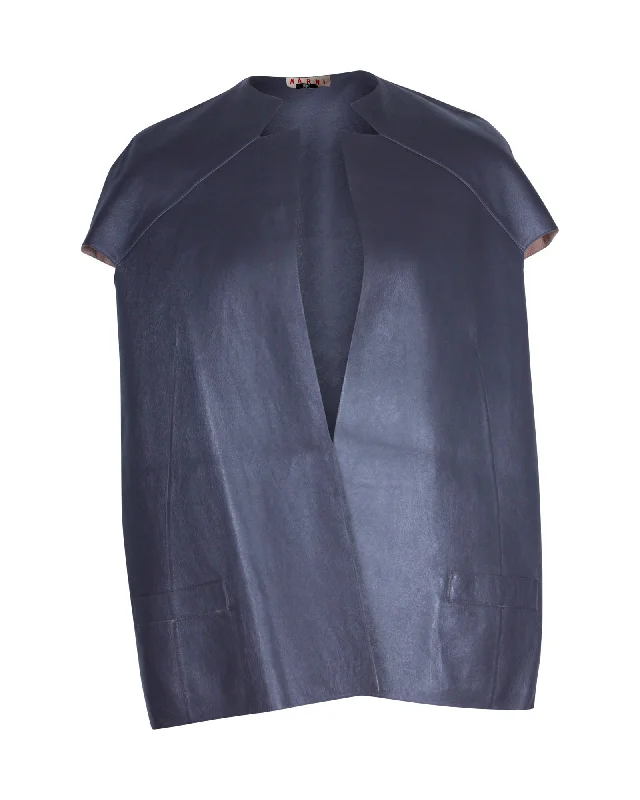 Marni Short Sleeve Jacket in Grey Leather