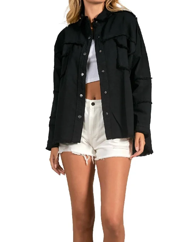 Snap Button Jacket In Black