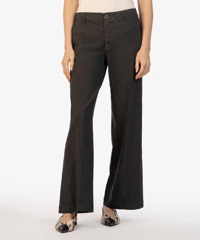 Meg Linen Wide Leg Pant In Charcoal