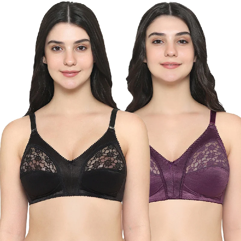 Audrey Non Padded Non Wired Full Cup Plus Size Pack of 2 Full Support Bra