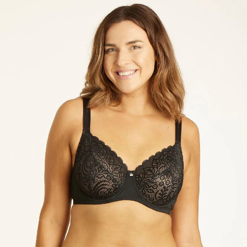 Lily Lace Full Cup Bra - Black