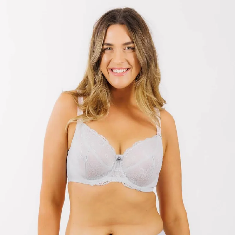 Peony Lace Full Cup Bra - Grey Storm Cloud