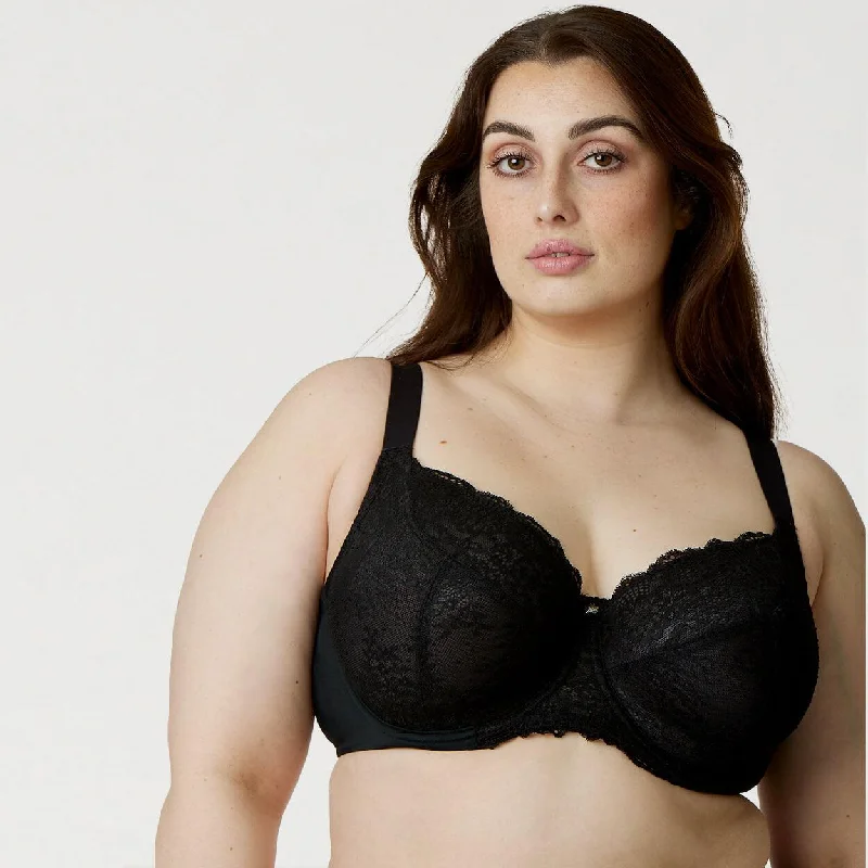 Peony Lace  Premium Support Bra - Black