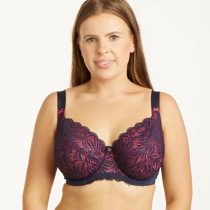 Radiate Lace Premium Support Bra - Navy Berry