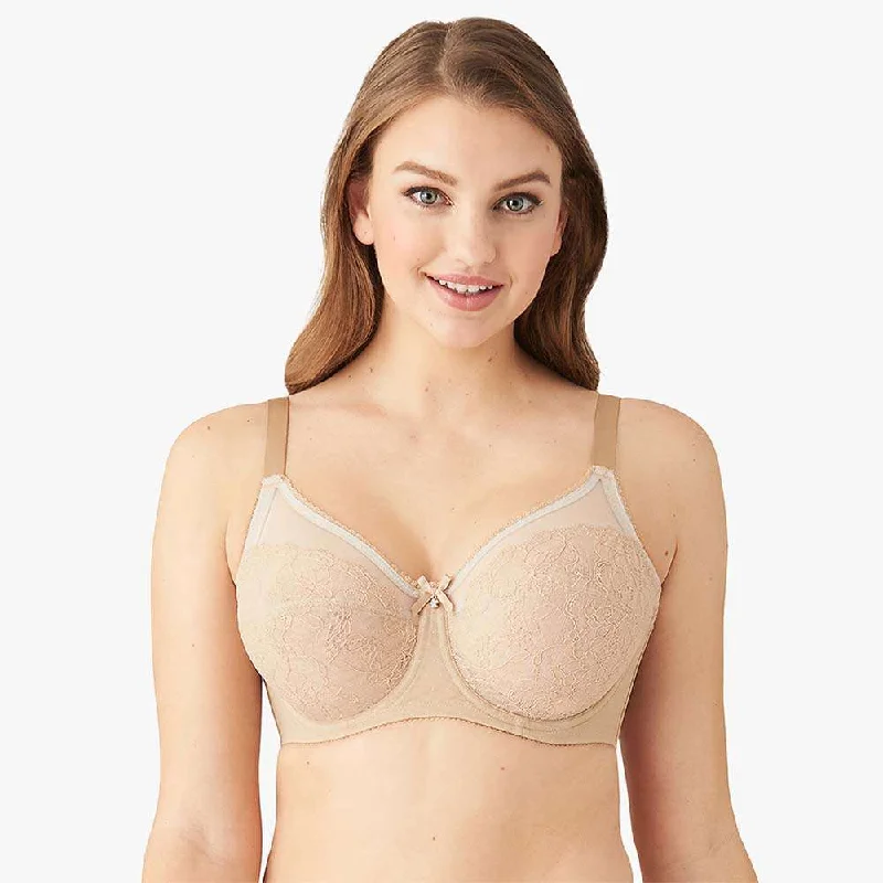 Retro Chic Non Padded Wired Full Coverage Full Support Everyday Comfort  Bra - Beige