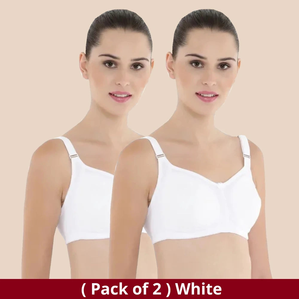 Full Coverage Minimizer combo Bra- Non Padded - Double Layer White Bra (Pack of 2)