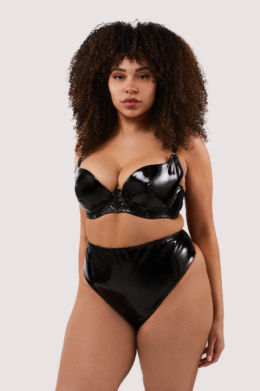 Maxine Black PVC High Waist Curve Brief