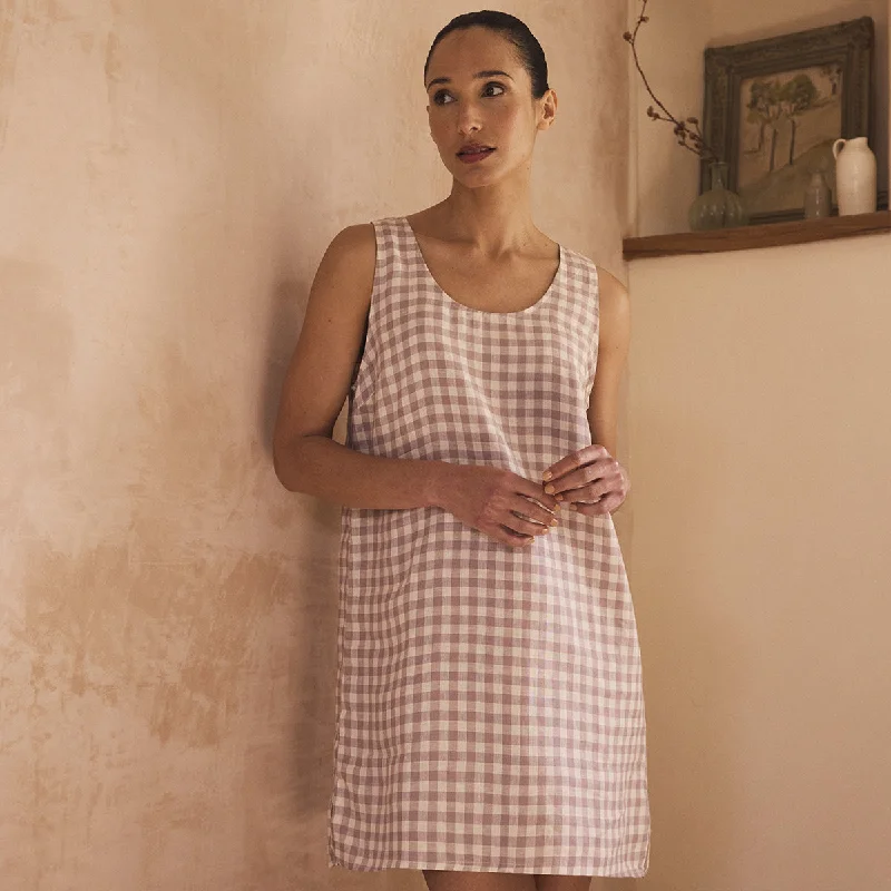 Elderberry Gingham Linen Night Dress