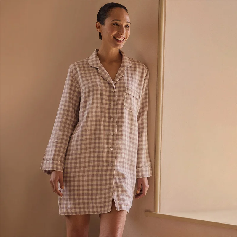 Elderberry Gingham Linen Night Shirt