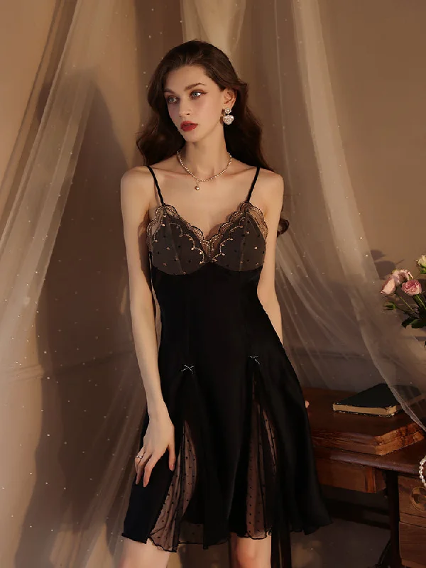 Luxury Sexy Lace Nightgowns Satin Mesh Nightgown