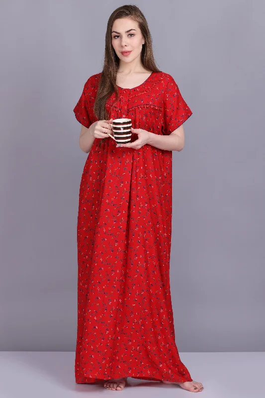 Women's Alpine Beautiful Floral Print Maxi All Season Comfortable NightGown