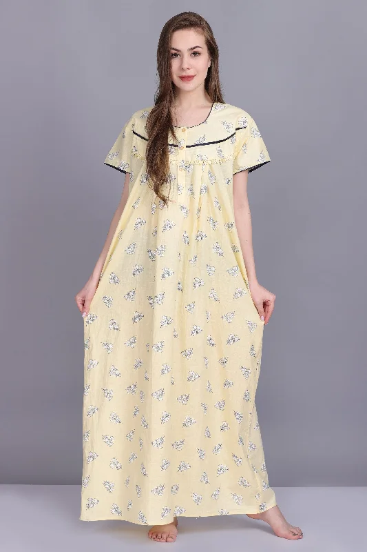 Women's Cotton Floral Print Maxi Nightgown